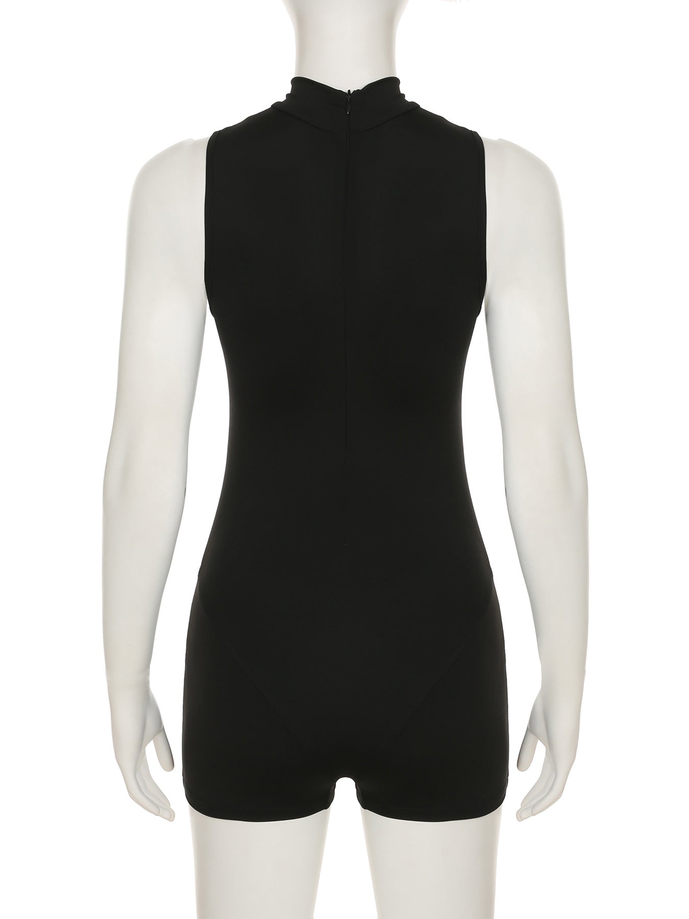 Street Mesh Stitching Hollow Out Cutout Sleeveless Romper Sexy Solid Color Tight Sports Waist Shaping Trousers