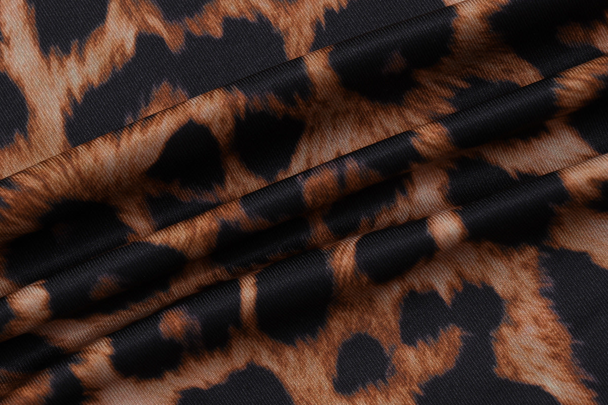 Women Clothing Autumn Winter Leopard Print V neck Long Sleeve Sexy Tight Jumpsuit Women