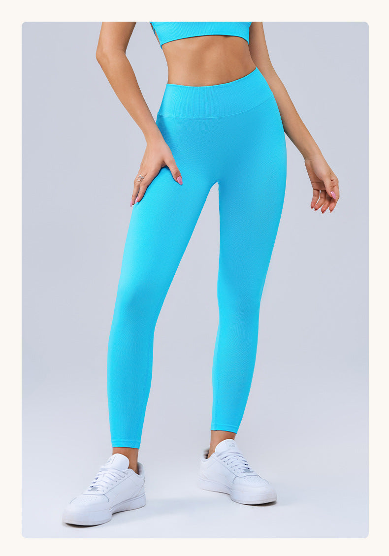 High Waist Belly Contracting Peach Hip Nude Feel Long Yoga Pants Women Breathable Running Exercise Workout Pants