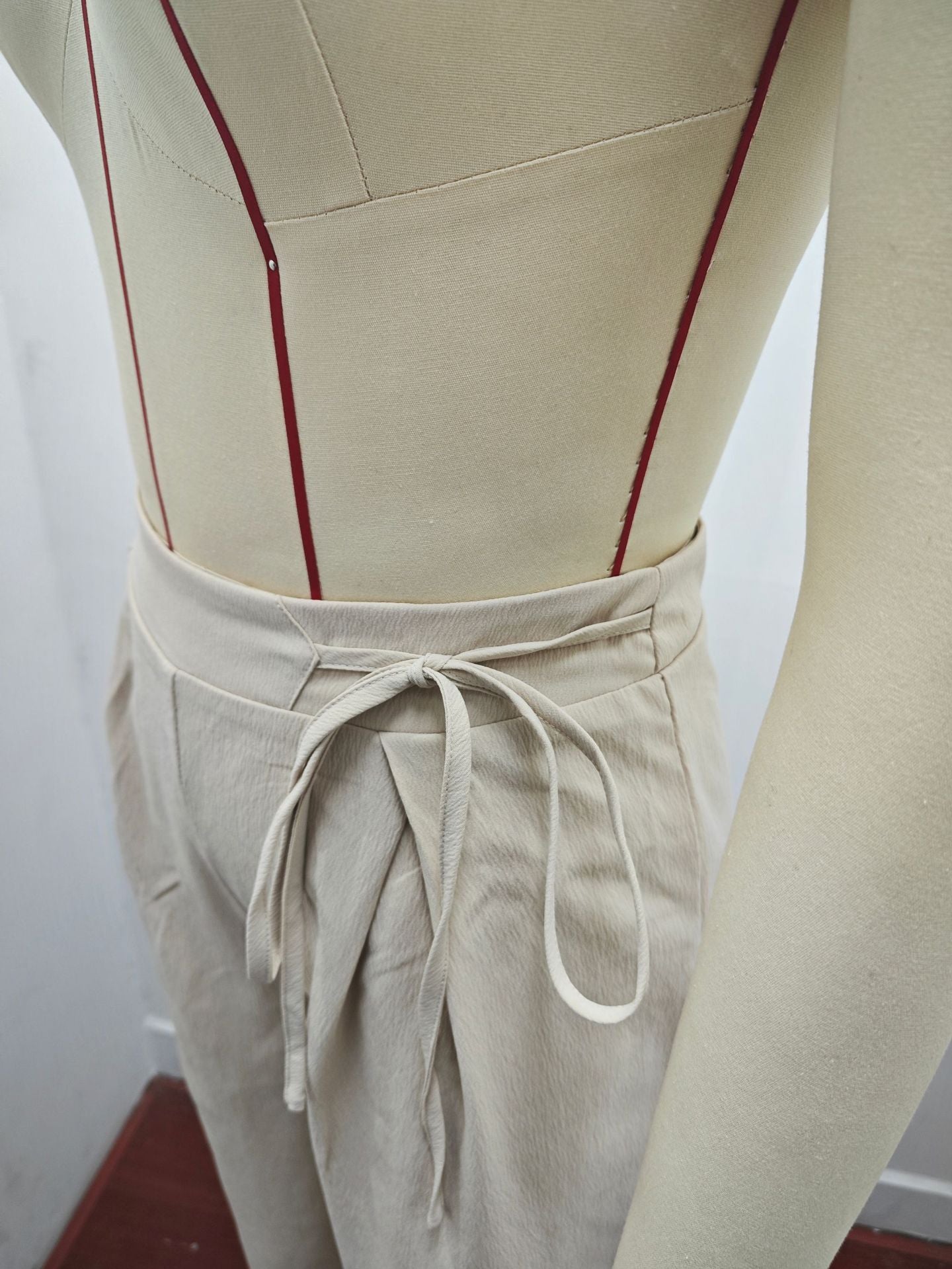 Spring Summer Draping Effect Straight Leg Pants High Waist Solid Color Lace Wide Leg Pants Women