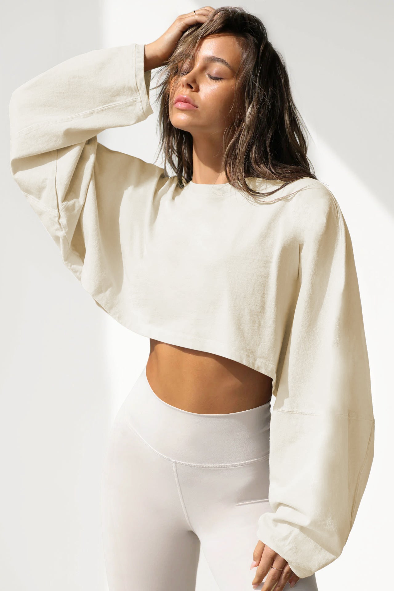 Popular round Neck Sweatshirt Women Clothing Short Sports Bottoming Shirt T shirt Knitwear Long Sleeve Top