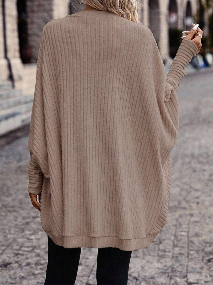 Cardigan Coat Women Autumn Winter Solid Color V neck Loose Knitted Sweater
