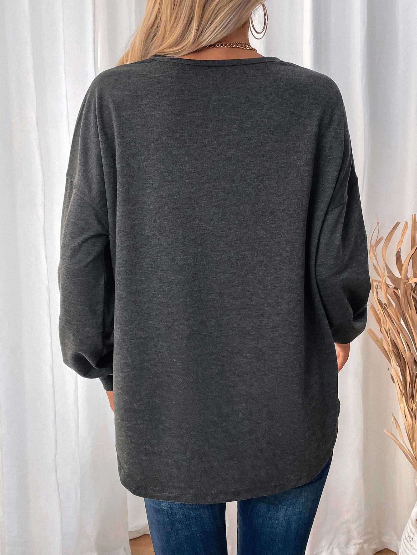 Top Autumn Women Clothing Long Sleeve Crew Neck Pullover Sweatshirt