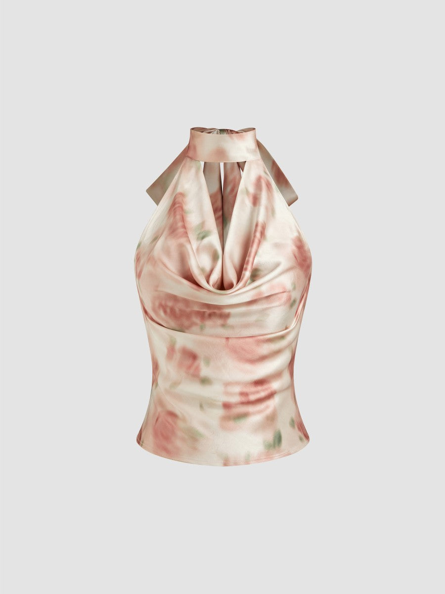 Acetate Satin Sexy Dopamine Sexy Halter Spaghetti Straps Top Slim High Sense Sexy Women Sleeveless Blouse