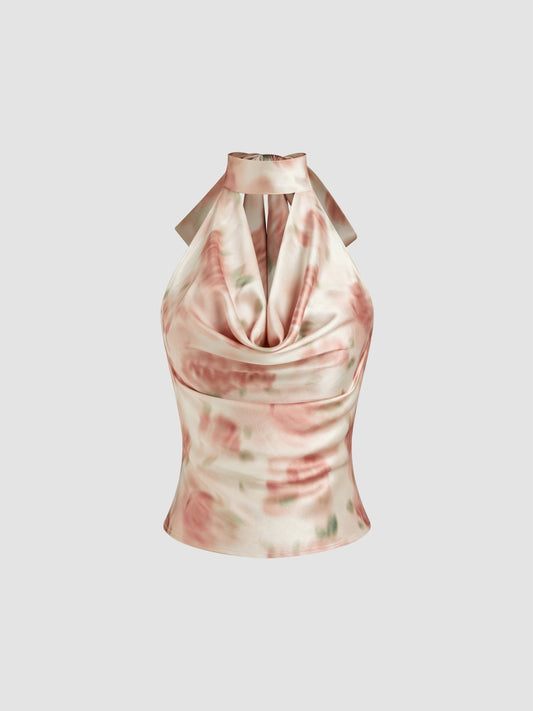 Acetate Satin Sexy Dopamine Sexy Halter Spaghetti Straps Top Slim High Sense Sexy Women Sleeveless Blouse