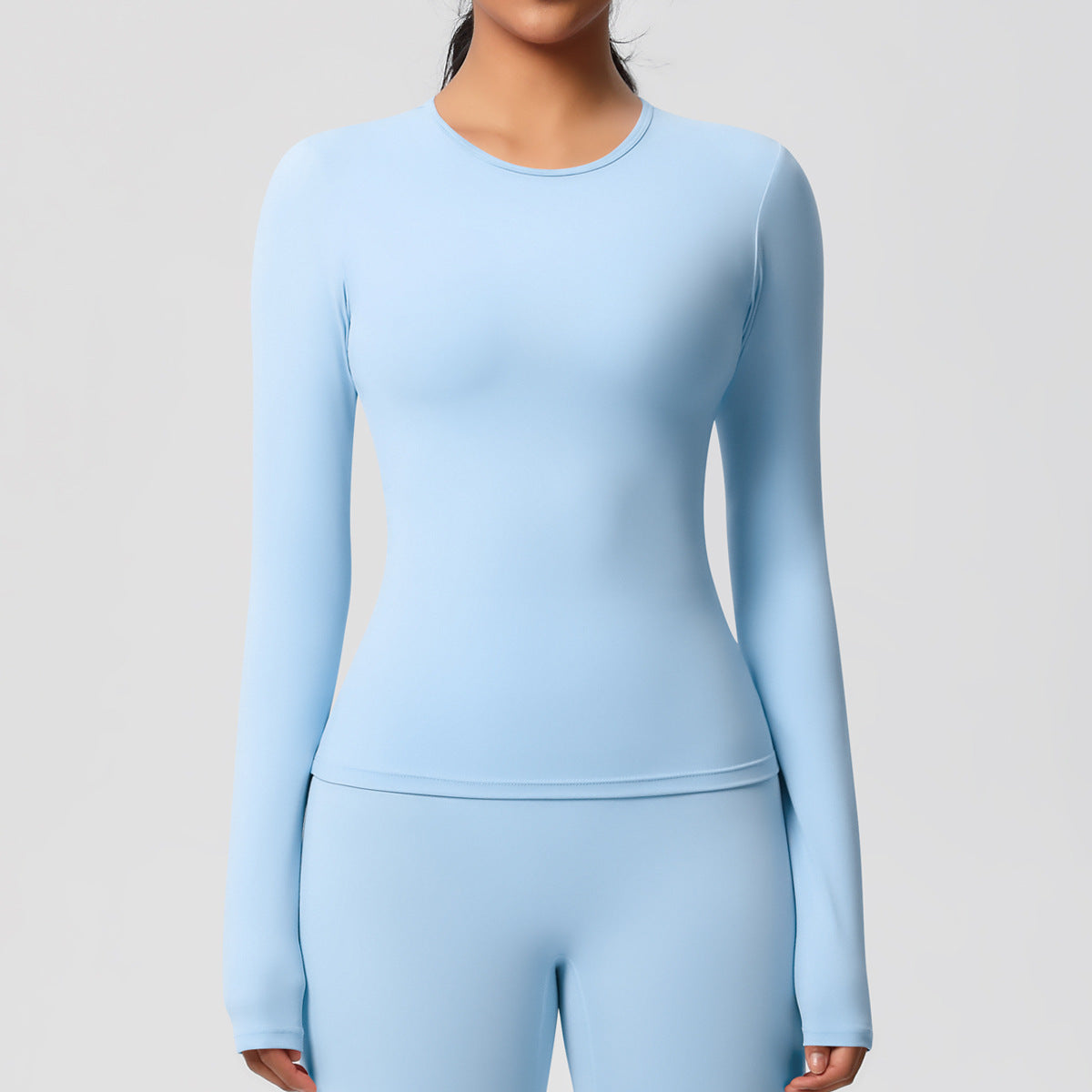 Nude Feel Brushed Slimming Tight High-Strength Running Pilates Daily Workout Clothes Yoga Long Sleeve Women