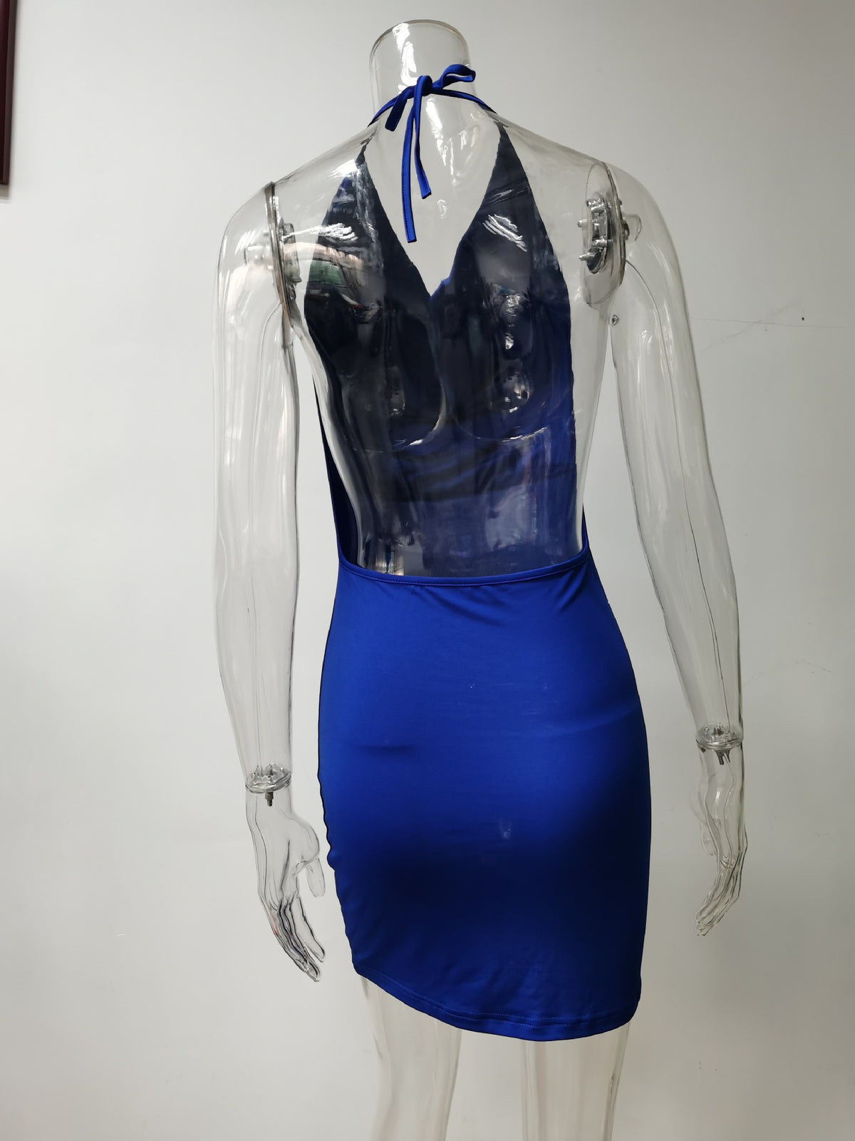 Women Clothing Spring Summer Fashionable With Side Slit Bow Backless Halter Short Dress Women