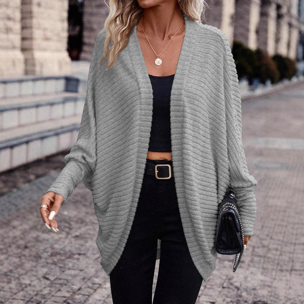 Cardigan Coat Women Autumn Winter Solid Color V neck Loose Knitted Sweater