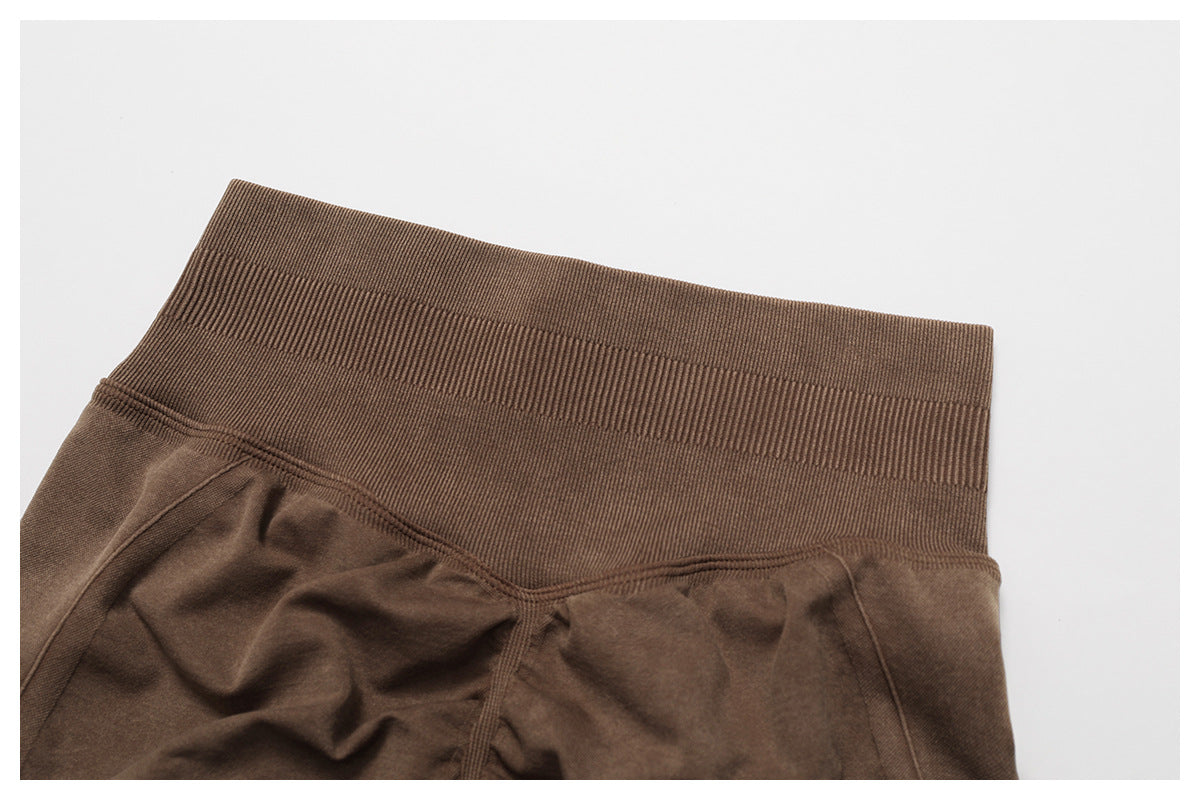 Seamless Stone Washed Yoga Shorts High Waist Hip Lift Shorts Skinny Running Sports Fitness Yoga Pants Women