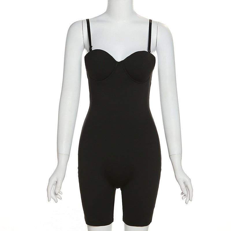 Autumn Winter Sexy Slim Fit Backless Low Cut Slimming Tight One Piece Hip Shorts for Women
