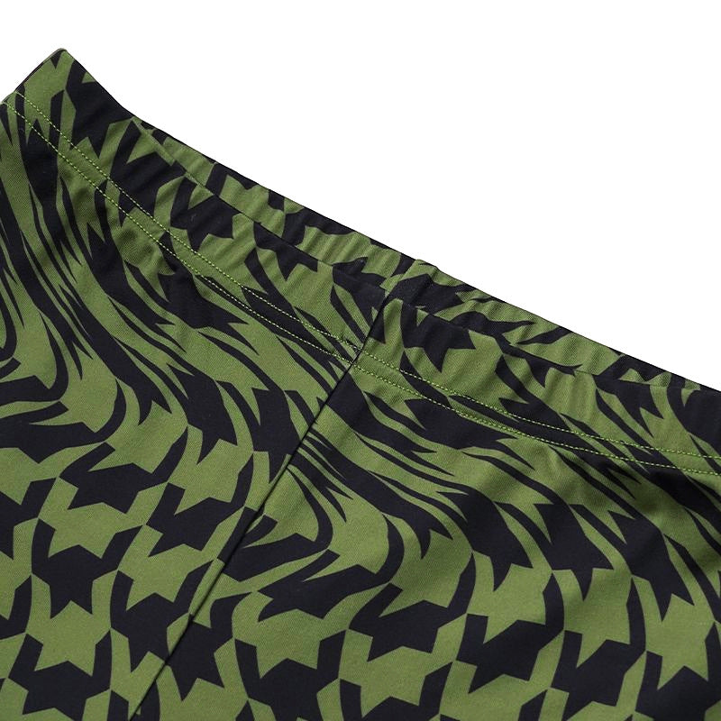Suit Green Printing Vest Wide Leg Pants Casual Two Piece Suit