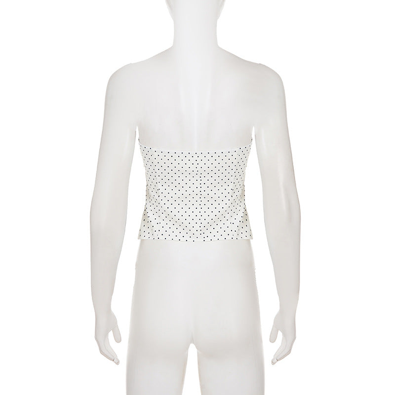 Casual Polka Dot Tube Top Trousers Suit Sexy Sexy Breasted Sweet Spicy Two Piece Sets