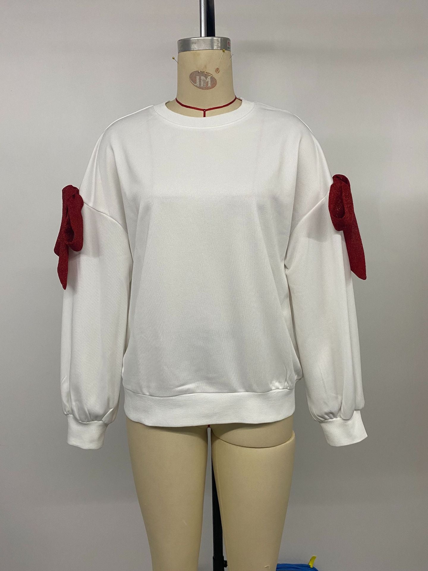 Dating Party Casual Sweet Bow Decoration Long Sleeve White Hoodie