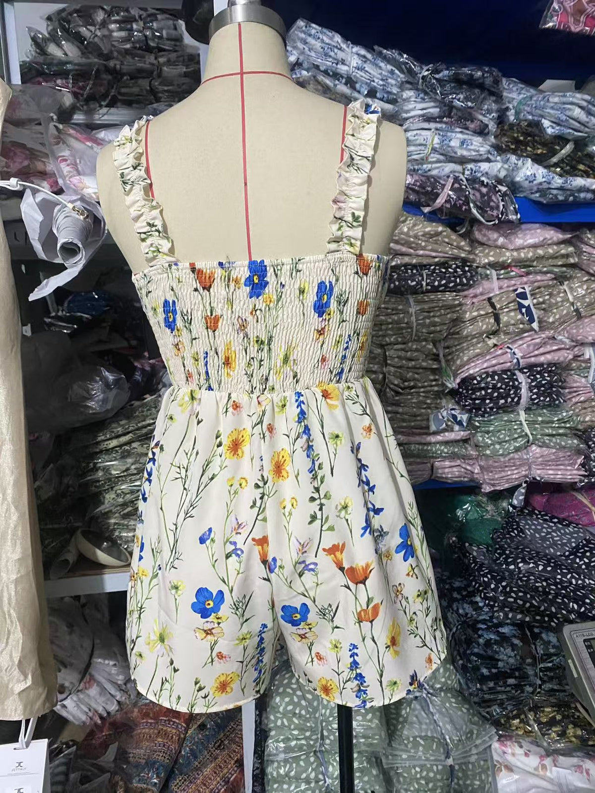 Arrival Floral Jumpsuit Women Summer Waist Slimming Square Collar Shorts Vacation Women Clothing