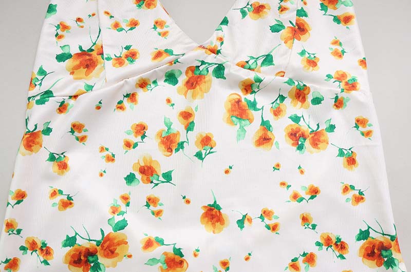 Spring Summer Waist Slimming Elegant Floral Strap Dress Deep V Plunge Vacation