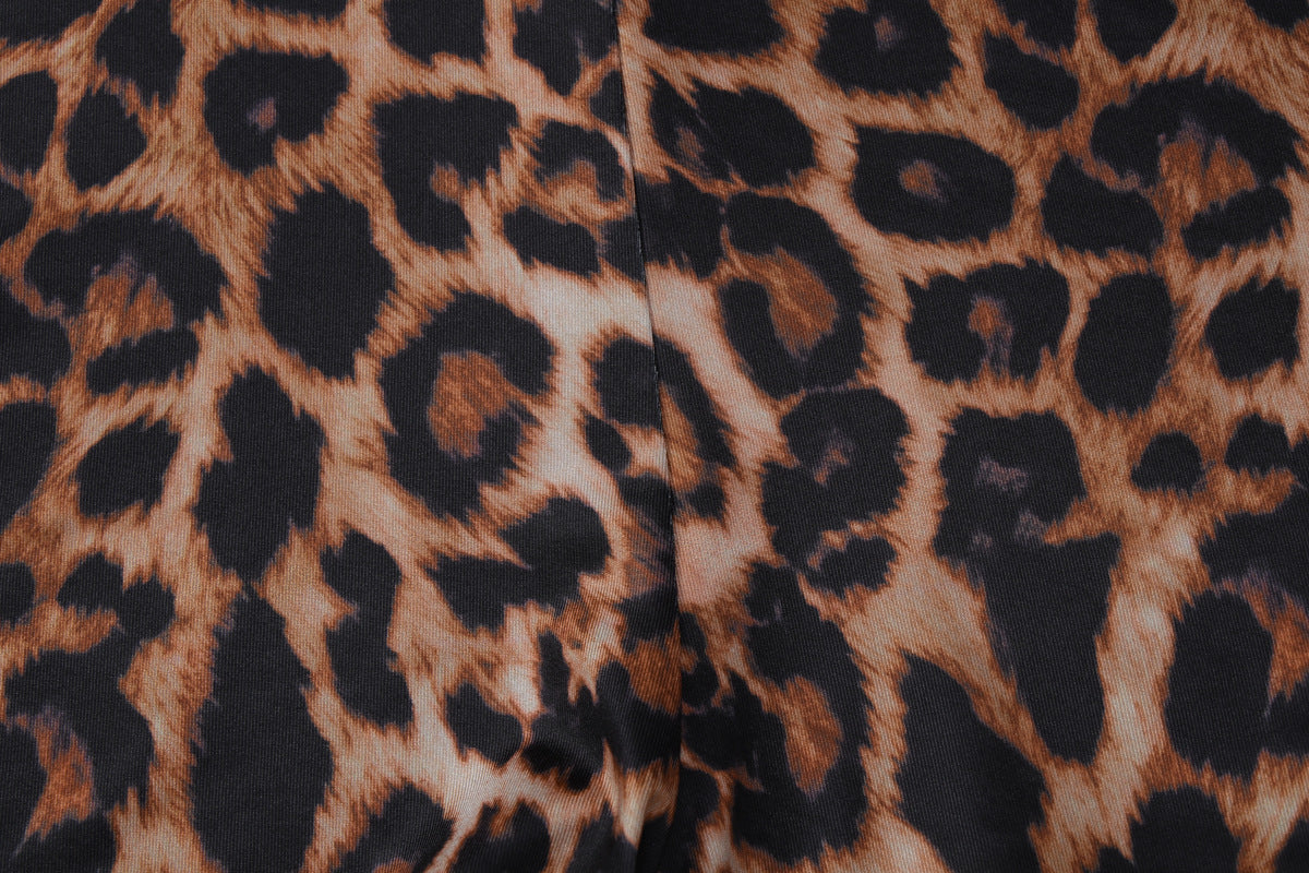 Women Clothing Autumn Winter Leopard Print V neck Long Sleeve Sexy Tight Jumpsuit Women