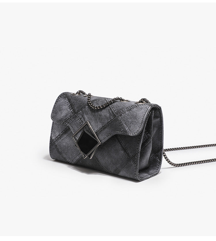 Color Ink Gradient Small Square Bag Personality Rhombus Embossed Chain Messenger Bag