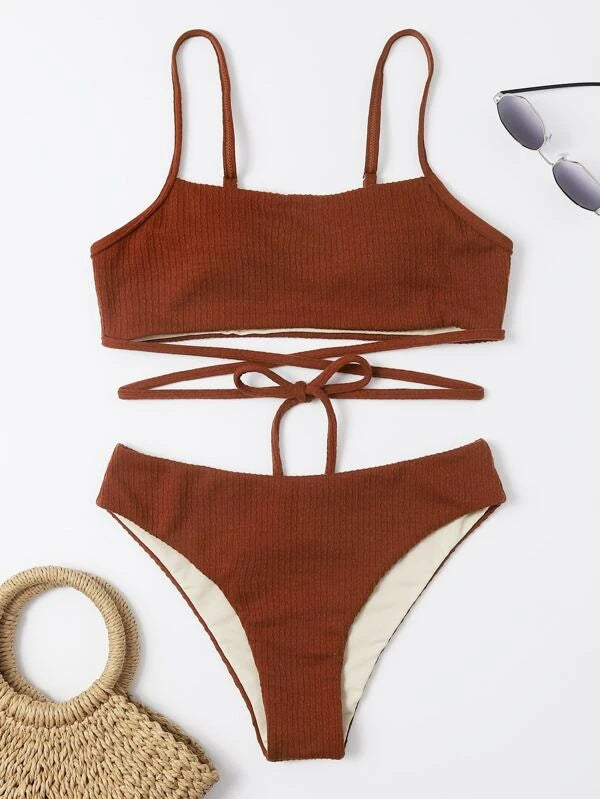 Swimsuit Split Swimwear Women Bikini Sexy High Waist Tether Swimsuit Women Swimwear
