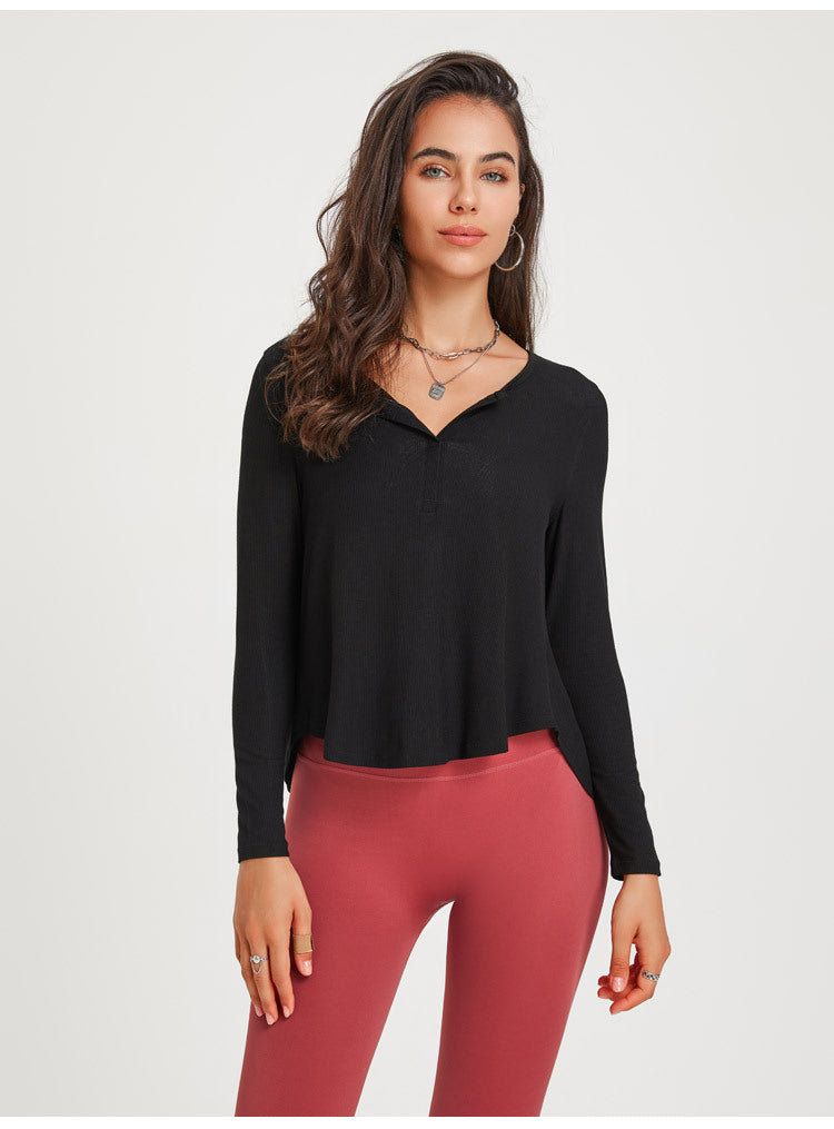 Loose Fitness Yoga Long Sleeve T shirt Quick Drying Blouse Autumn Thread Sports Workout Clothes Top Women