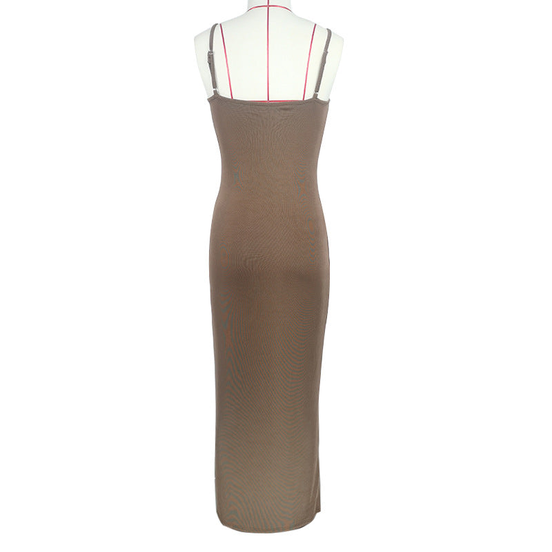Summer Women Dress Solid Color Dress Comfort Casual Strap Dress