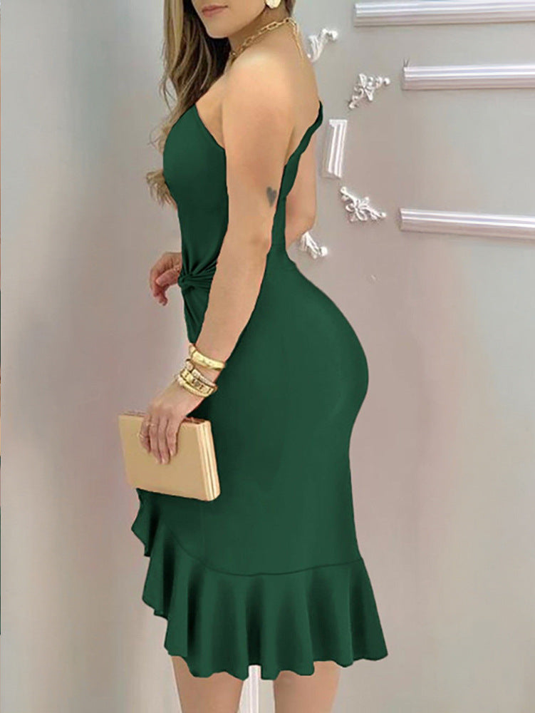 Spring Summer Women Clothing Elegant Pure Hip Sleeveless Dress