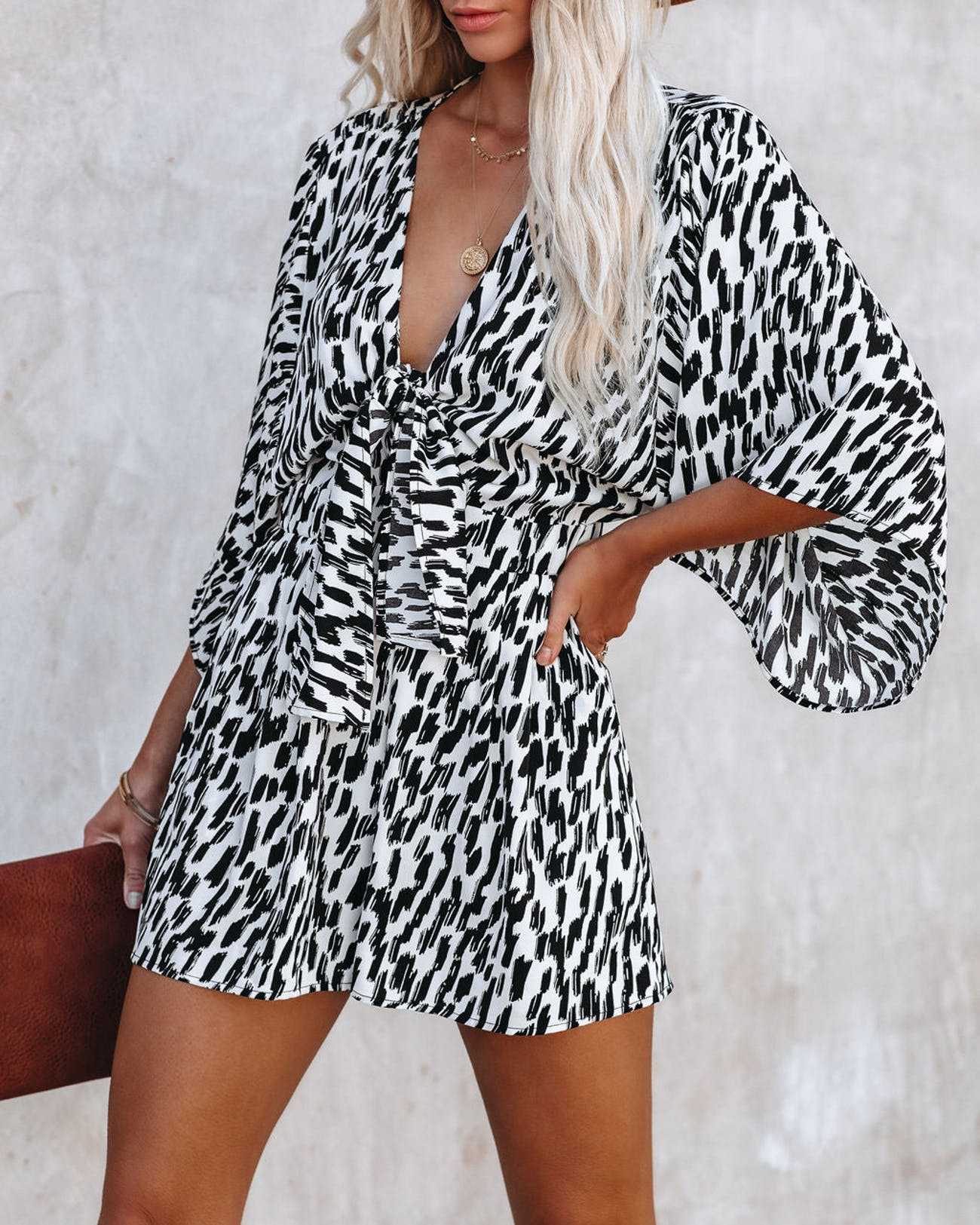 Spring Summer Sexy V neck Lace up Loose Jumpsuit Home Vacation Jumpsuit for Women