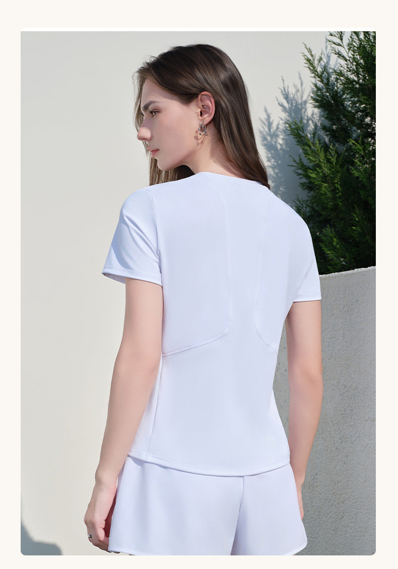 Short Sleeve Yoga Women Summer Running Sports Loose Breathable Slim Fit round Neck Outer Wear Yoga T shirt