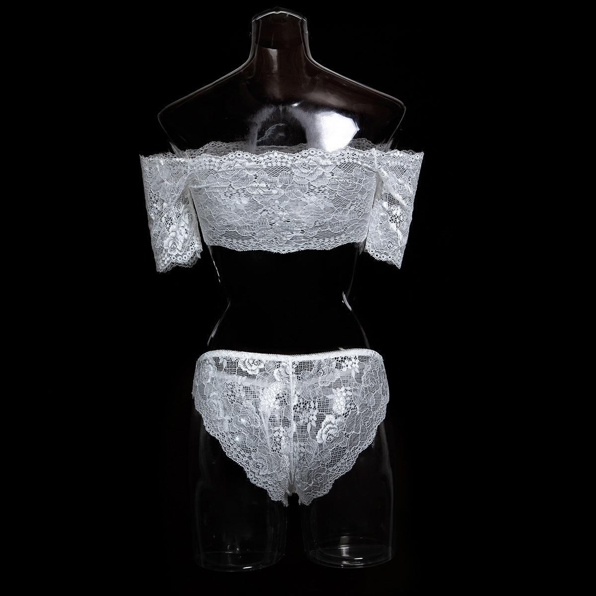 Sexy Underwear See through Lace White off Shoulder Strapless Sexy Top Temptation Two Women