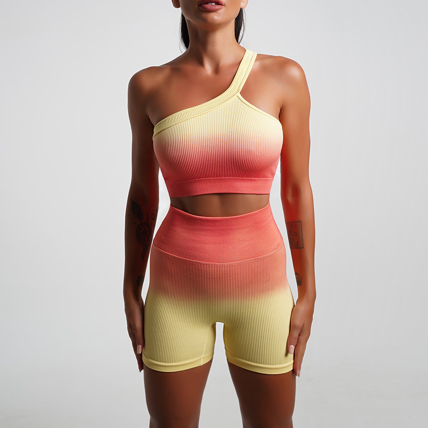 Orange Bra and Shorts Two-Piece Set