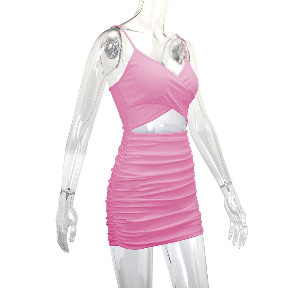 Women Clothing Cross Hollow Out Cutout out Camisole Dress