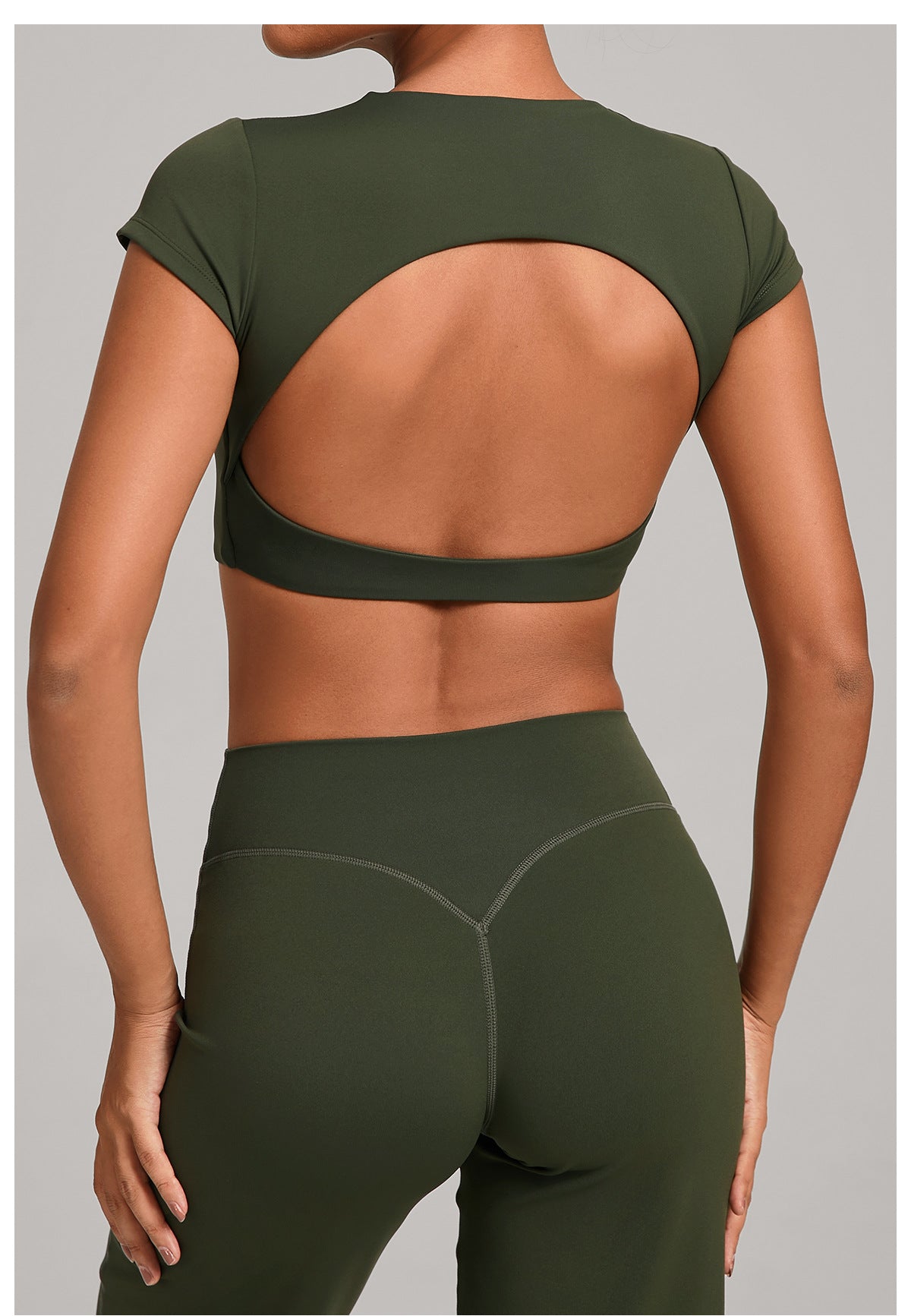 Backless Running Top Double Layer Sewing without Chest Pad Yoga Clothes Fitness Short Sleeve Women