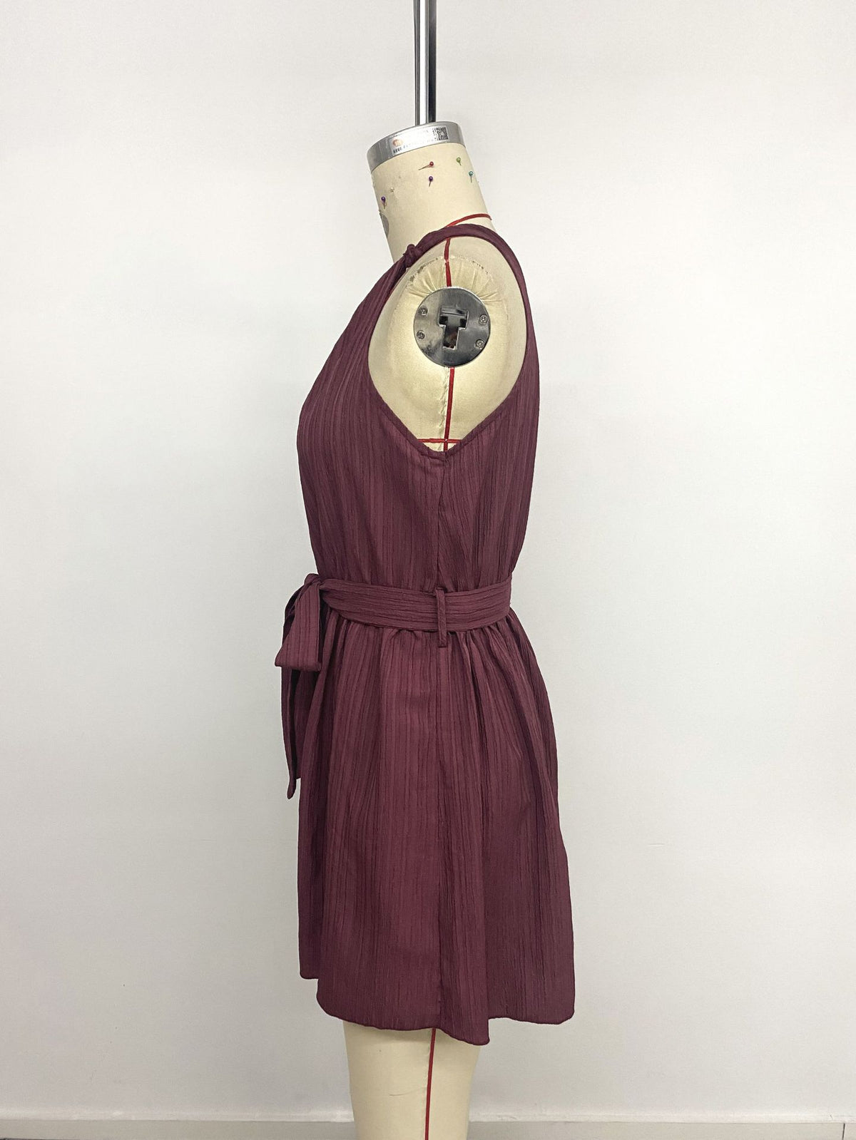 Casual Vacation Texture Solid Color One Shoulder Lace up Jumpsuit