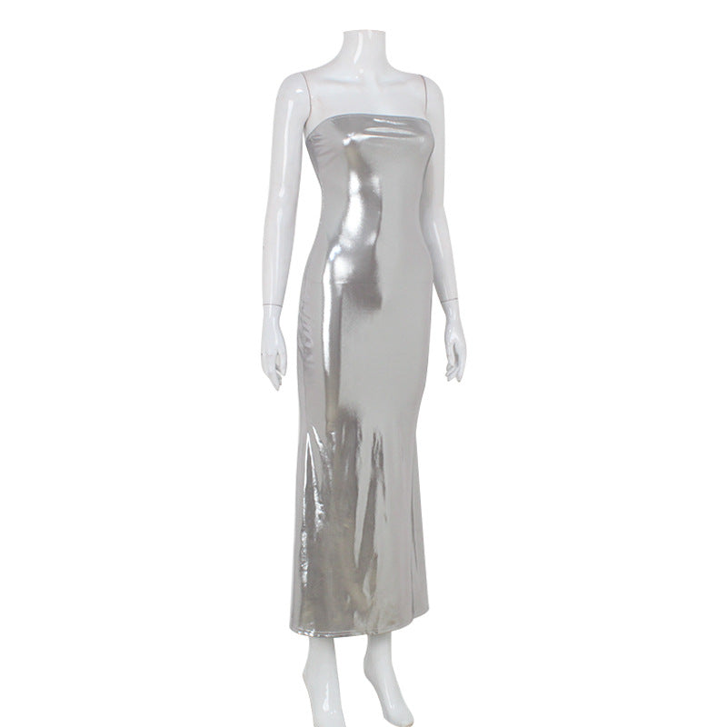 Women Clothing Sexy Tube Top Hip Dress Tight Slimming Sexy Fishtail Dress
