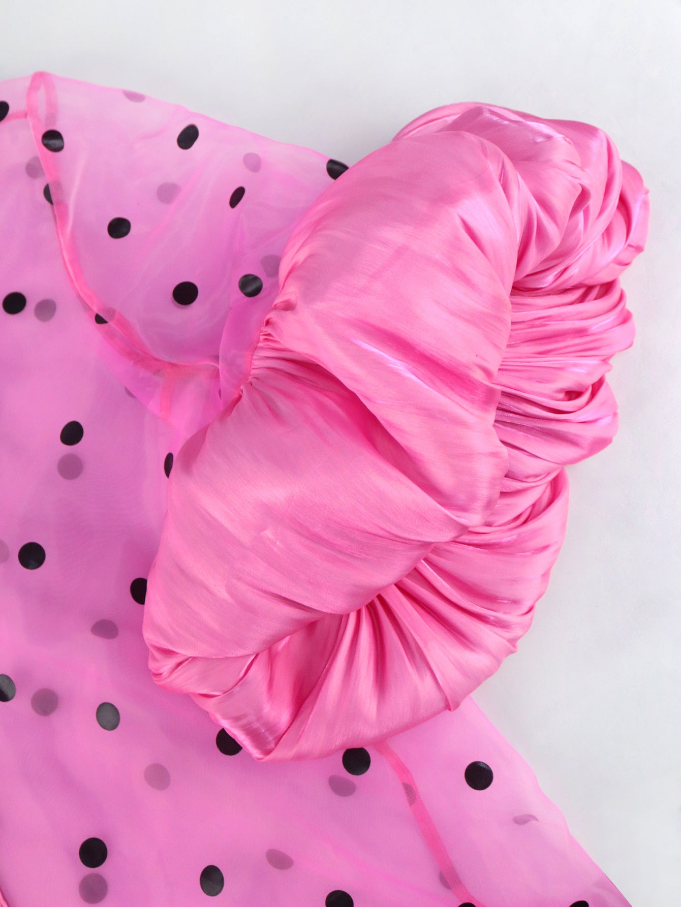 Summer Casual Breathable Tulle Coat Polka Dot Puff Sleeve See through Women Chiffon