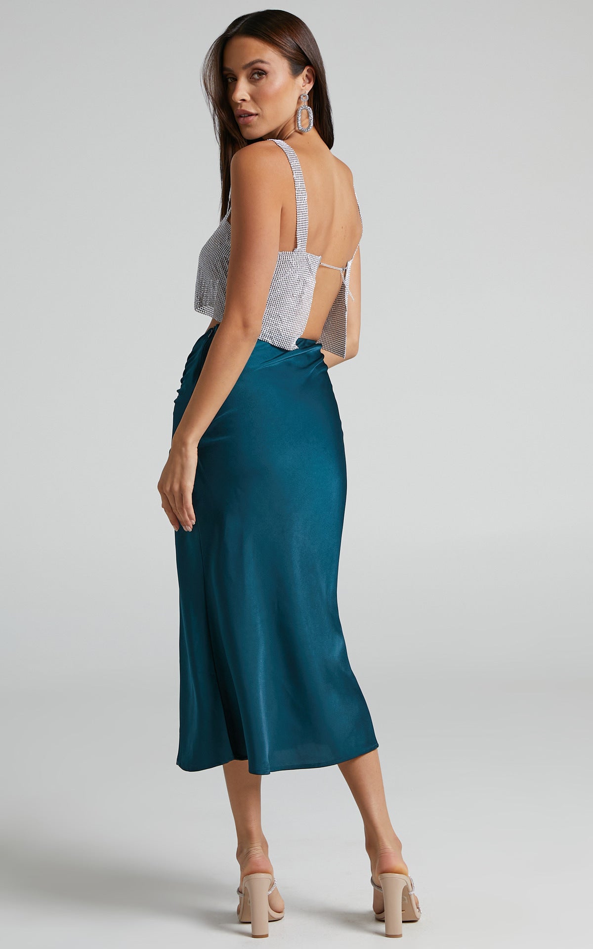 Pleating Satin Skirt Summer High Waist Slimming Zipper Long Skirt Sexy Hip Skirt Women Clothing