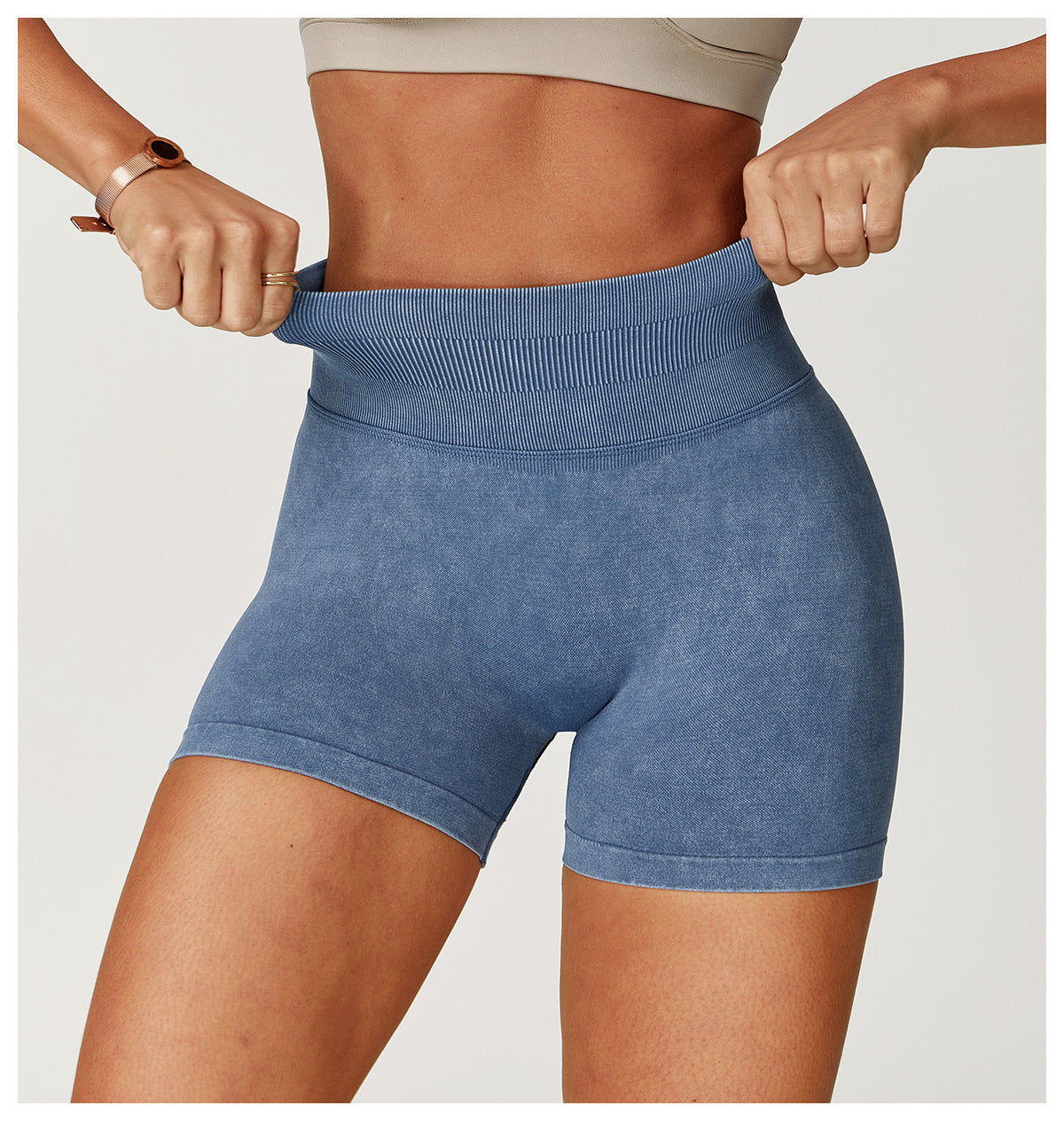 Seamless Stone Washed Yoga Shorts High Waist Hip Lift Shorts Skinny Running Sports Fitness Yoga Pants Women
