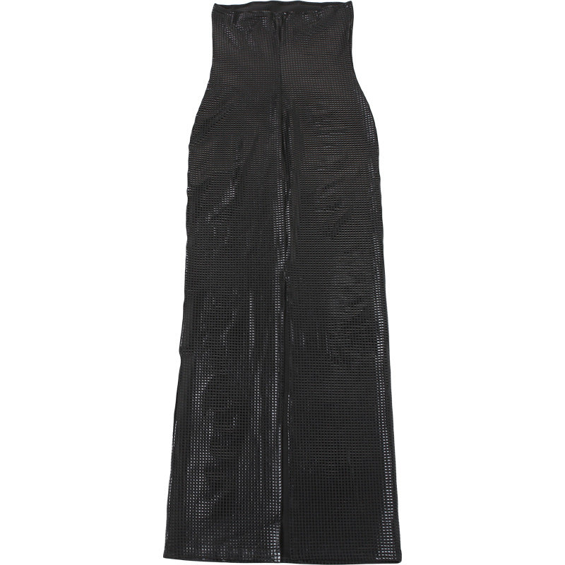 Women Clothing Autumn Winter Graceful Fashionable Sexy Backless Slim Fit Split Tube Top Dress Women