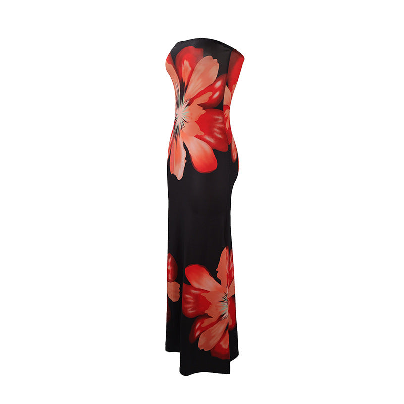 Summer Fashionable Elegant Sexy Bandeau Slim Fit Long Seaside Casual Holiday Dress