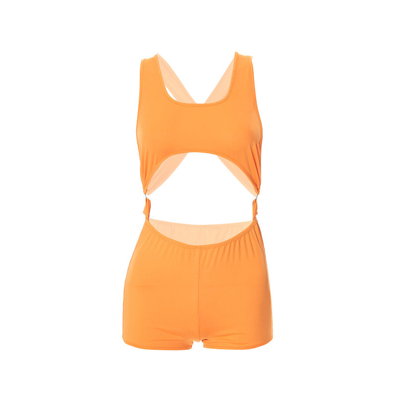 Women Wear Solid Color Fitness Bodybuilding Breathable Sexy Tight Romper