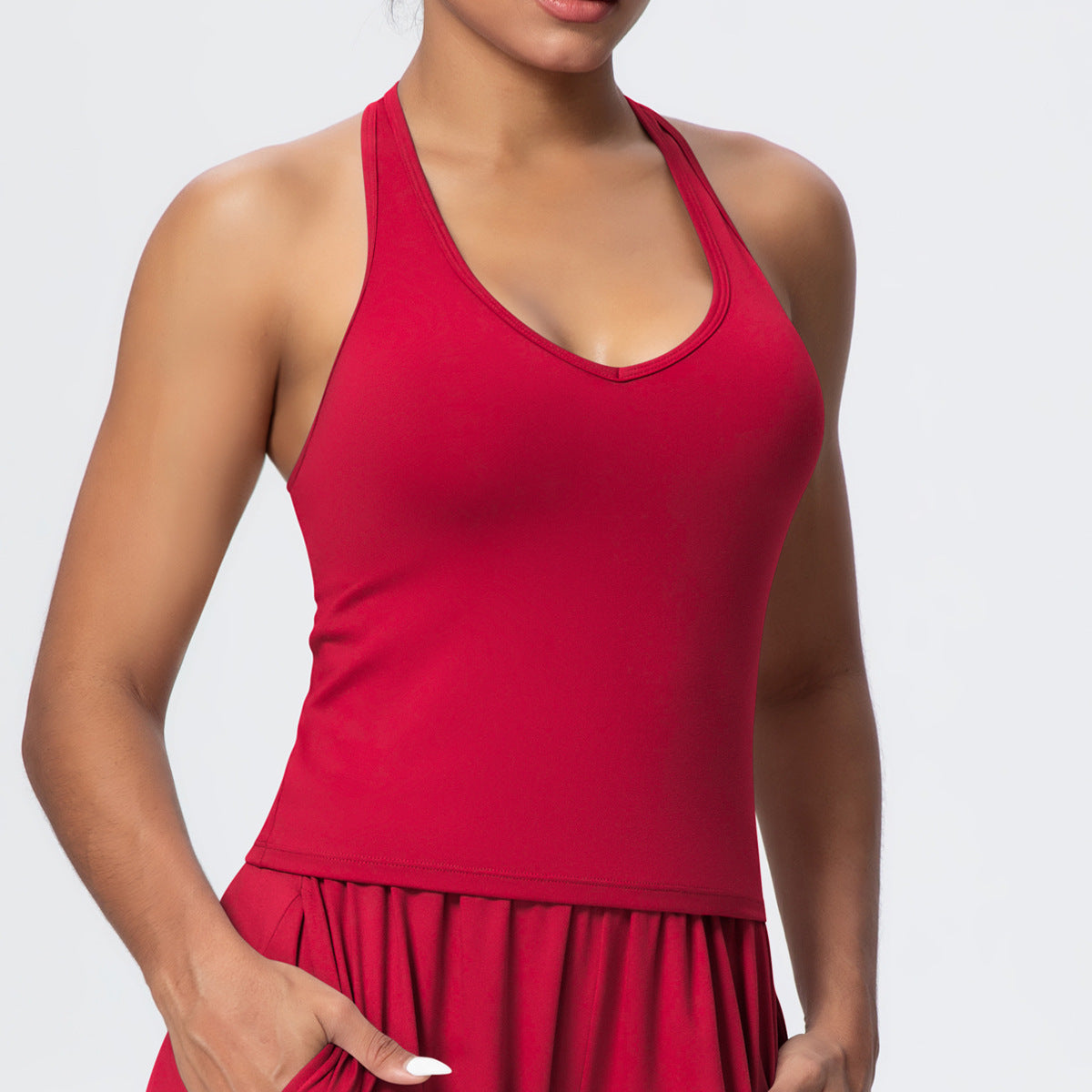 Brushed Solid Color Yoga Vest V Shaped Tight Back Spaghetti Strap Sports Underwear Running Workout Fitness Clothes