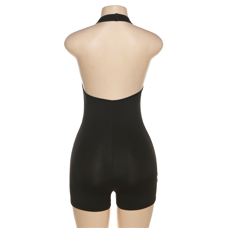 Summer Women Clothing Sexy Casual Low Collar Halter High Waist Tight Backless Romper for Women