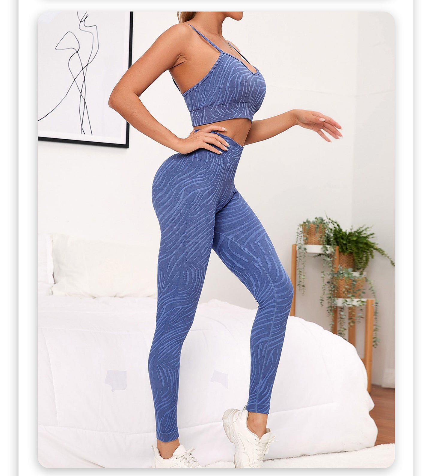 Stone Washed Moisture Wicking Backless Bra Sports Fitness High Waist Trousers Running Yoga Clothes