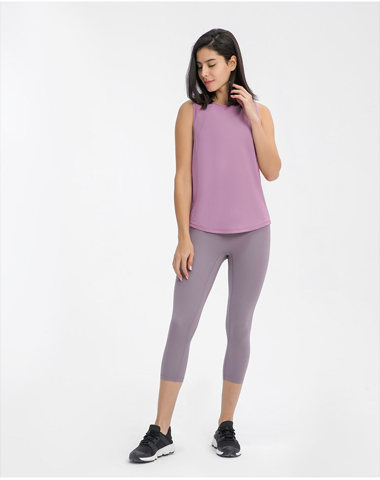 Spring Summer Back Hollow Out Cutout Sports Sleeveless T shirt Light Breathable Cooldry Workout Top