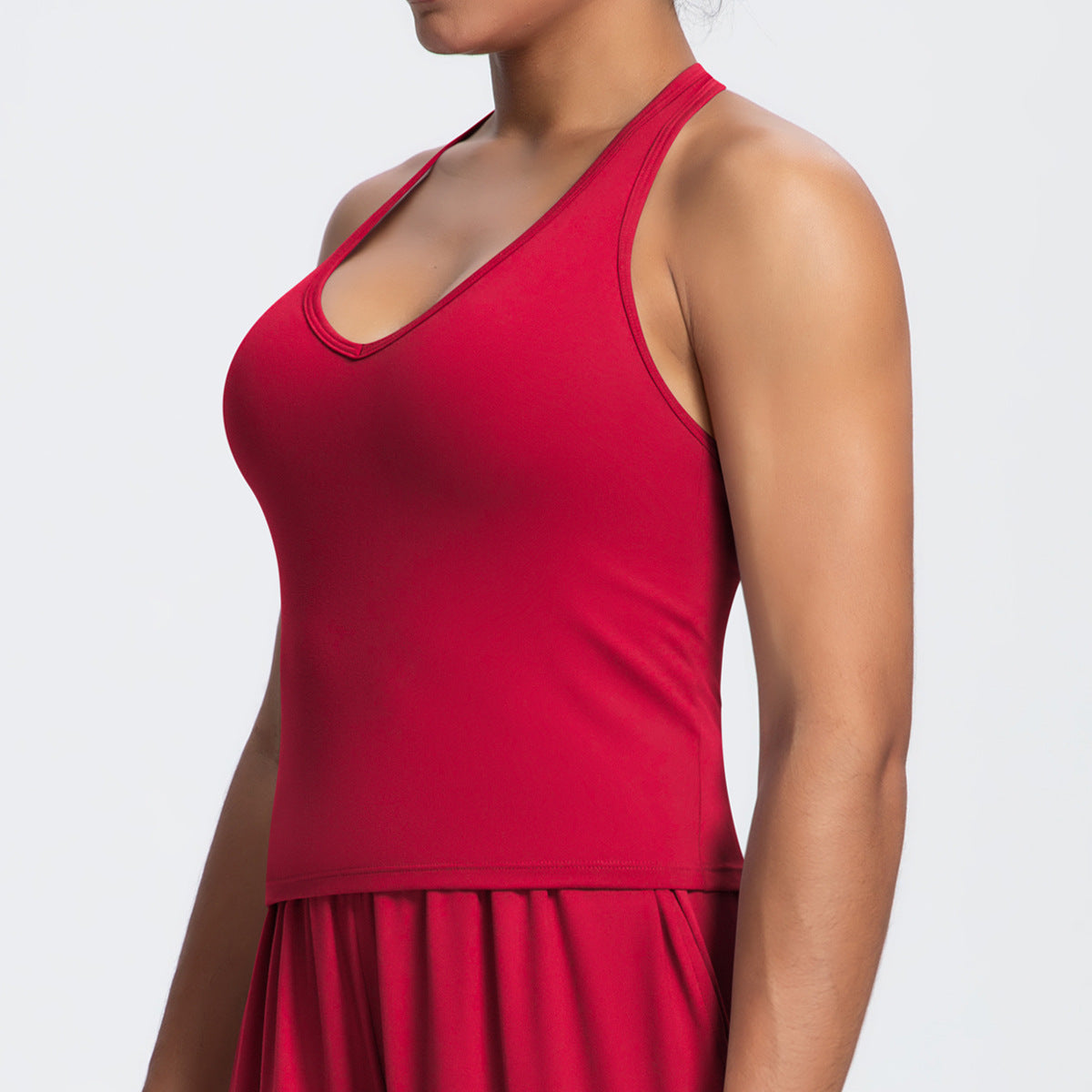 Brushed Solid Color Yoga Vest V Shaped Tight Back Spaghetti Strap Sports Underwear Running Workout Fitness Clothes