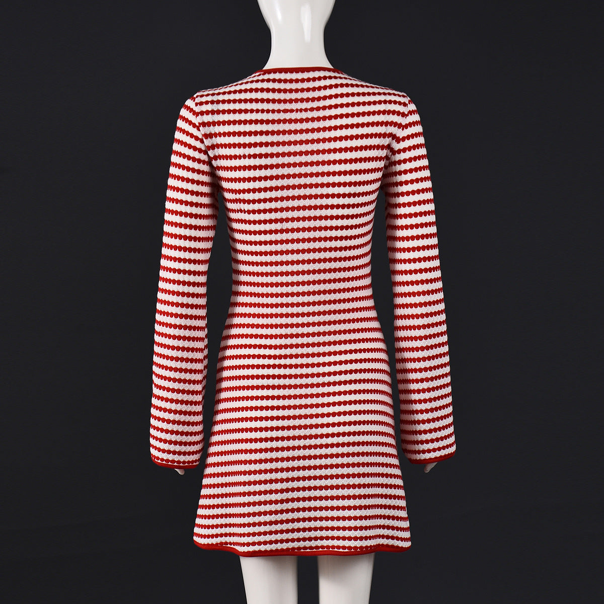 Women Clothing Sexy Autumn Popular Slim Fit round Neck Long Sleeves Striped Dress Women