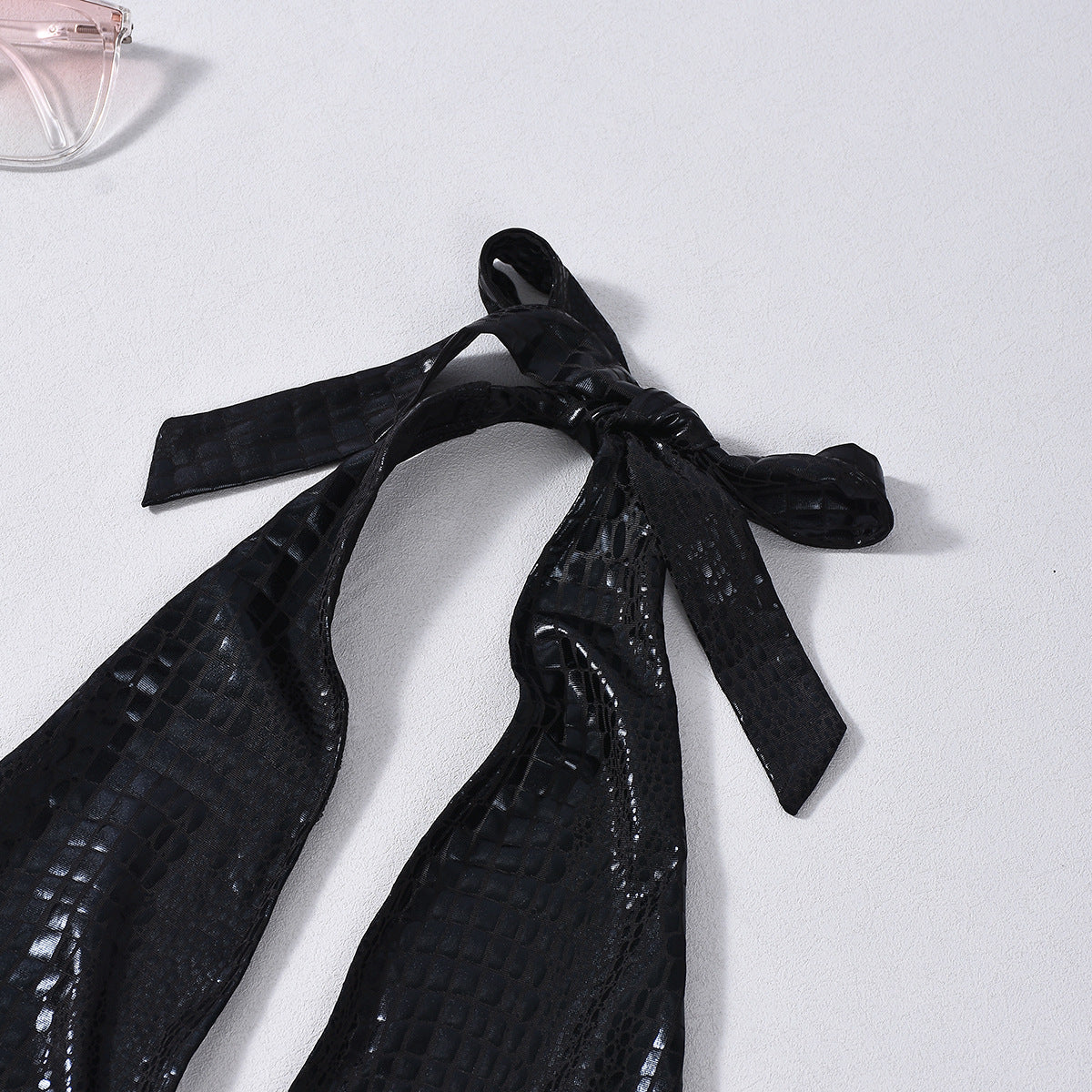 Sexy Faux Leather Coating Halter Backless Sexy Cutout Tight Jumpsuit Women