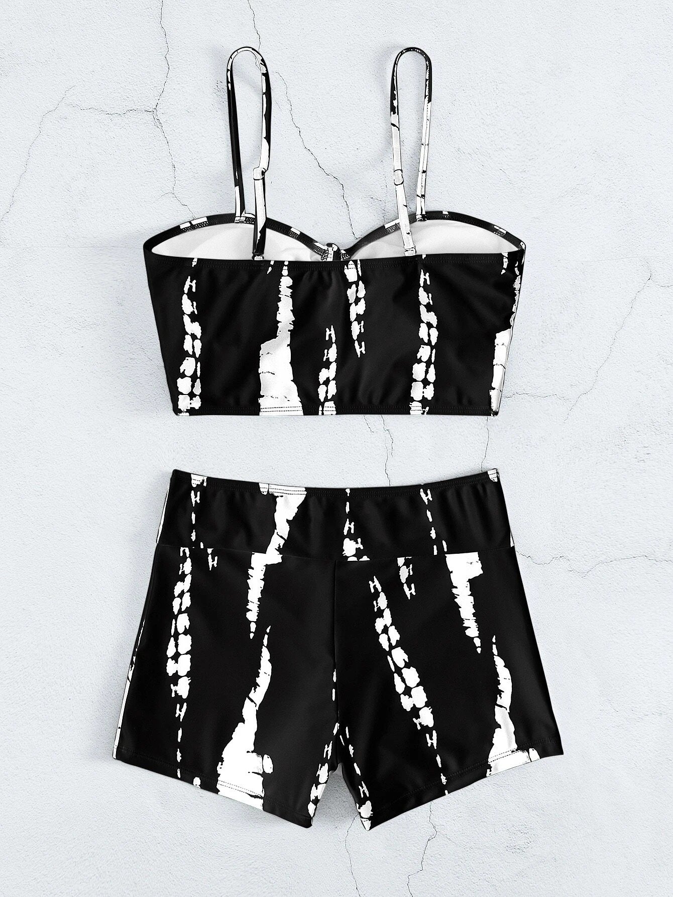 Swimsuit Women Split High Waist Boxer Lace Printing Conservative Internet Celebrity Swimsuit