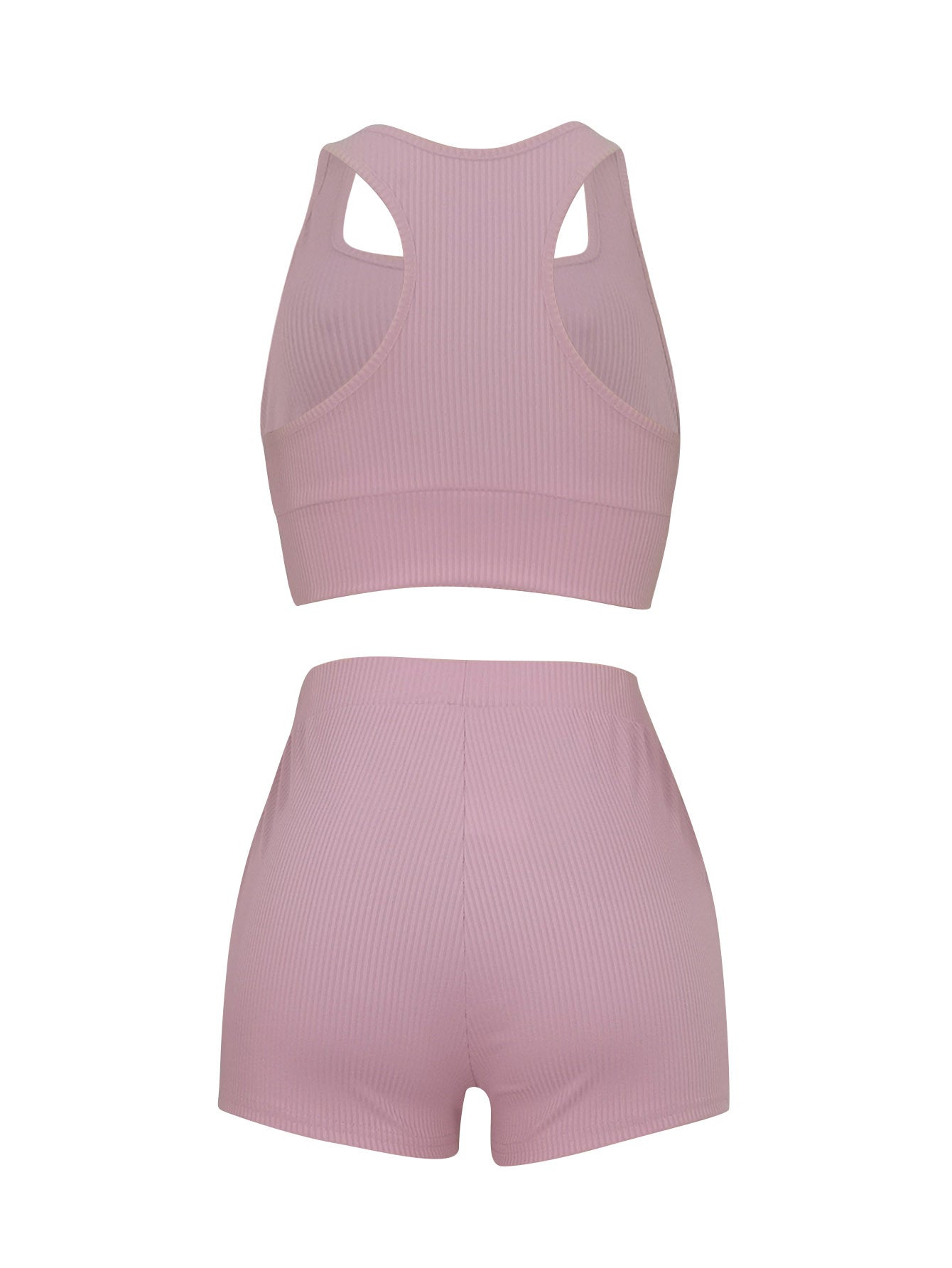 Women Clothing Casual Solid Color Rib Fabric Two Piece Set