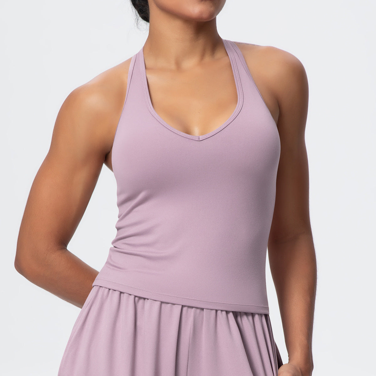 Brushed Solid Color Yoga Vest V Shaped Tight Back Spaghetti Strap Sports Underwear Running Workout Fitness Clothes
