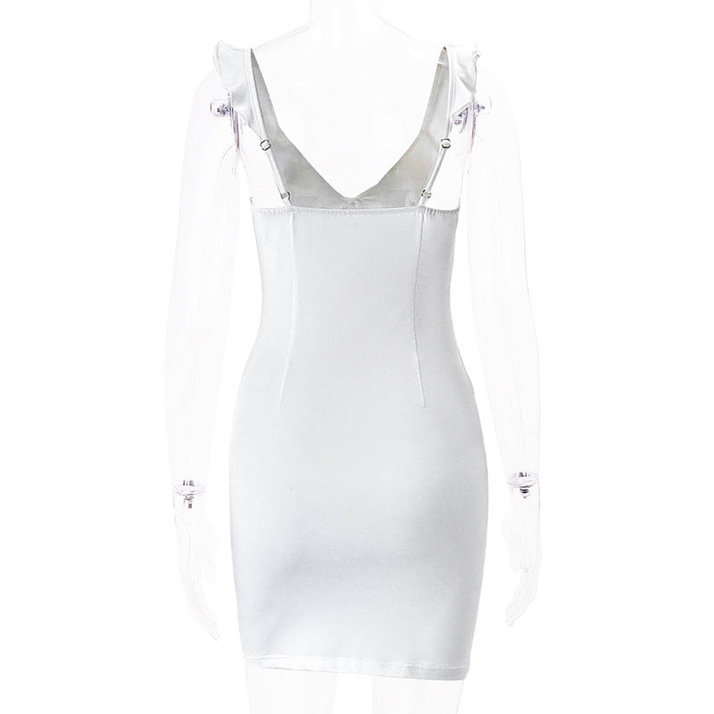Summer Sexy French V neck Summer Vacation Sheath Dress